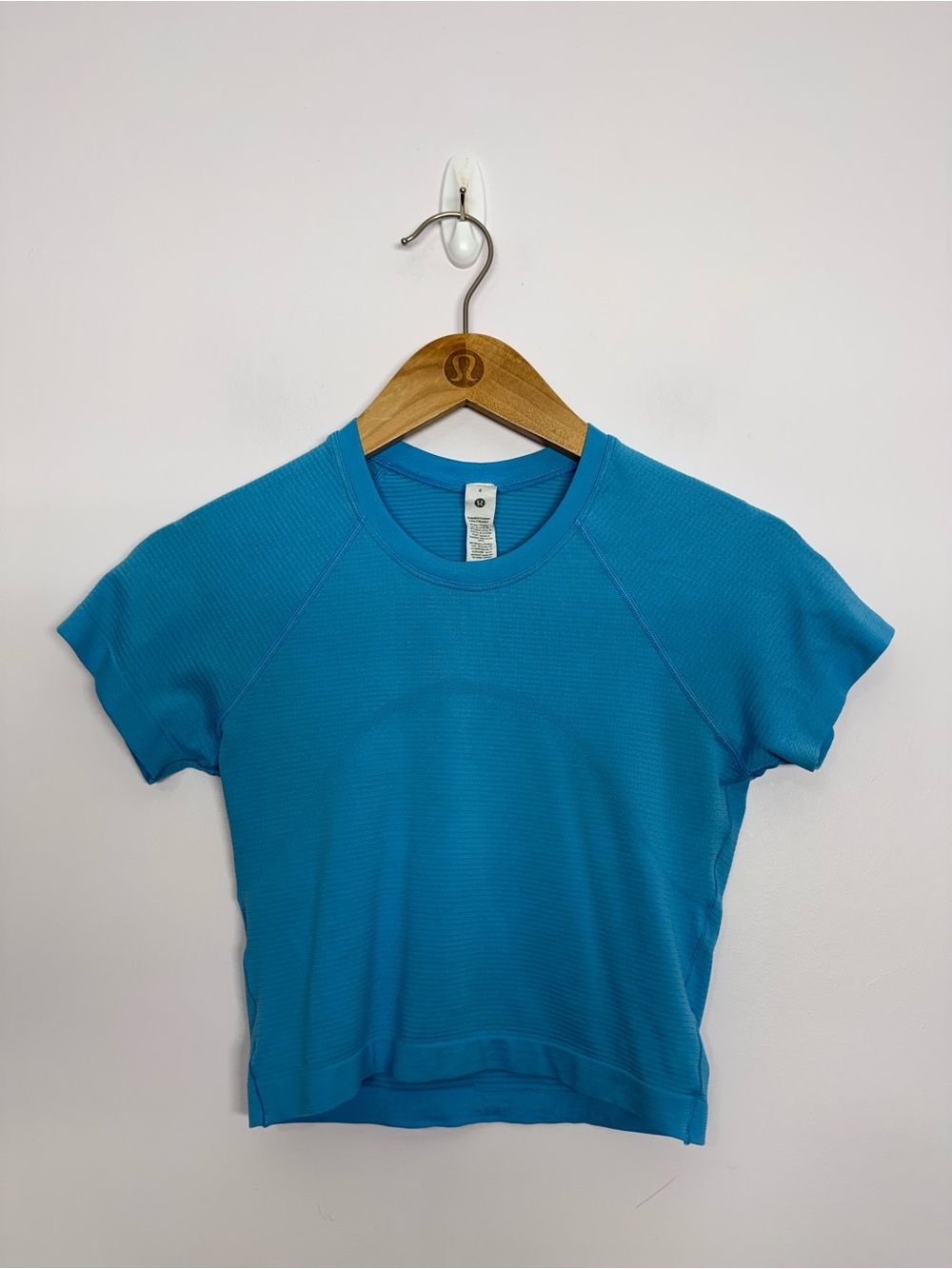 70: Lululemon Swiftly Tech Cropped Short-Sleeve Shirt 2.0 Kayak Blue Light? Sz 6